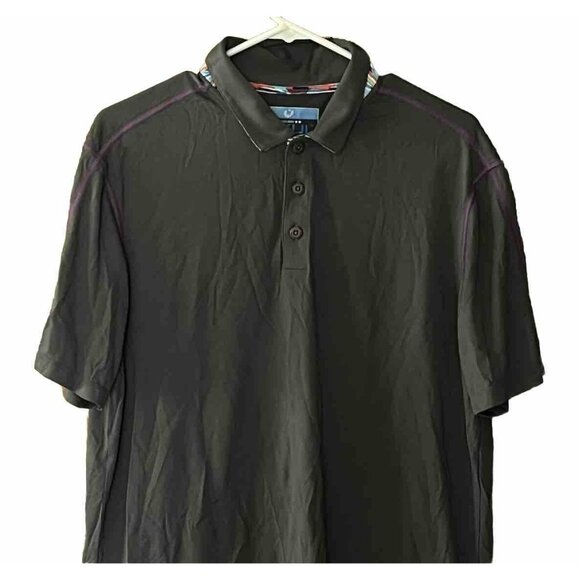 Ibkul Men's Medium Short Sleeve 1/4 Button Golf Polo Charcoal Gray UPF 50+ - Picture 2 of 6